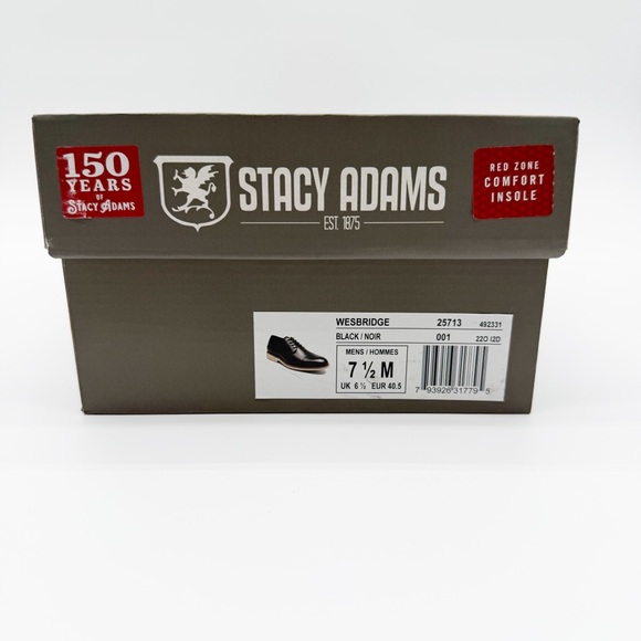Stacy Adams Wesbridge Leather Cap Toe Oxford Dress Shoes Lace-Up Black 7.5 NEW main image 4